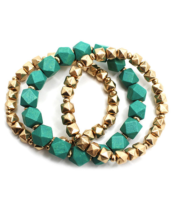 Metal & Wood Stretch Bracelet