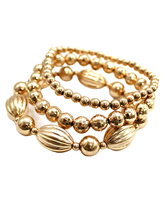 Multi Metal Beads Stretch Bracelet