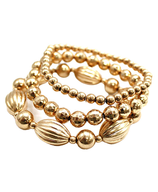 Multi Metal Beads Stretch Bracelet