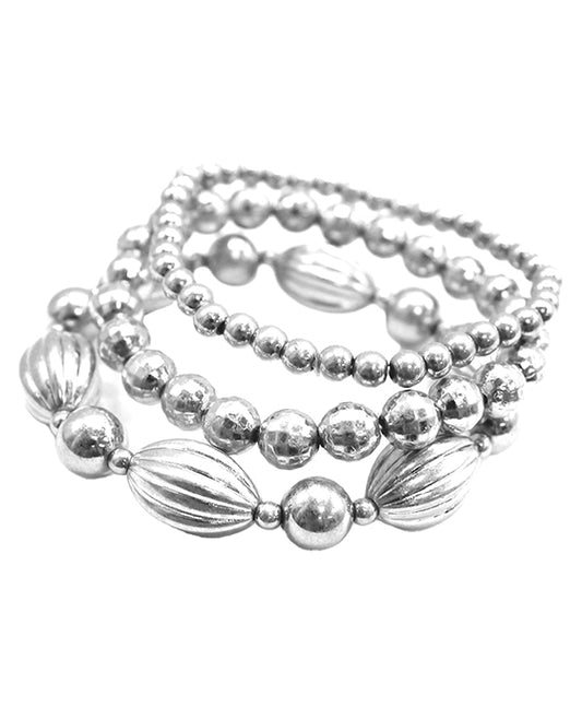 Multi Metal Beads Stretch Bracelet