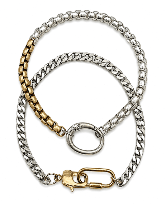 Tow Tone Multi Strand Chain Bracelet