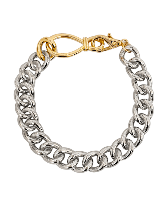 Two Toned Hook & Eye Closure Chain Bracelet