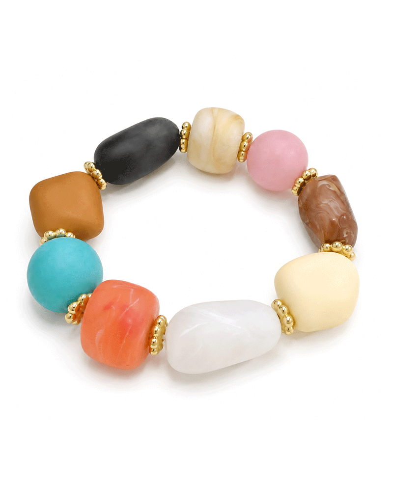 Multi Shape Resin Beads Stretch Bracelet
