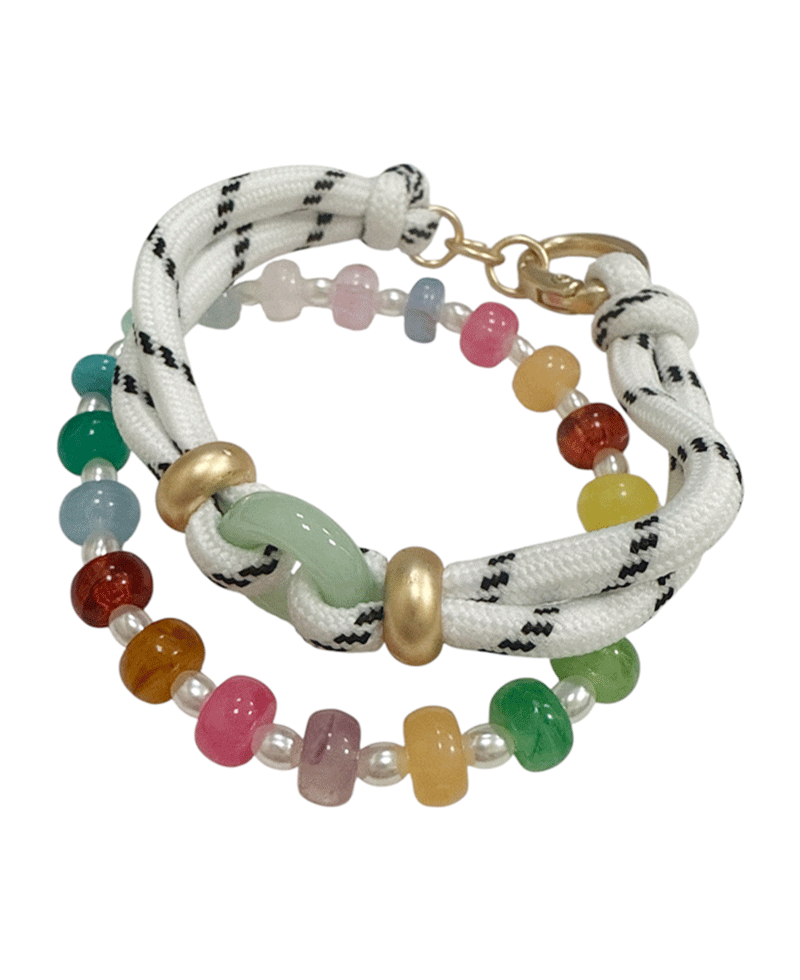 Multi Color Bead & Cord Bracelet