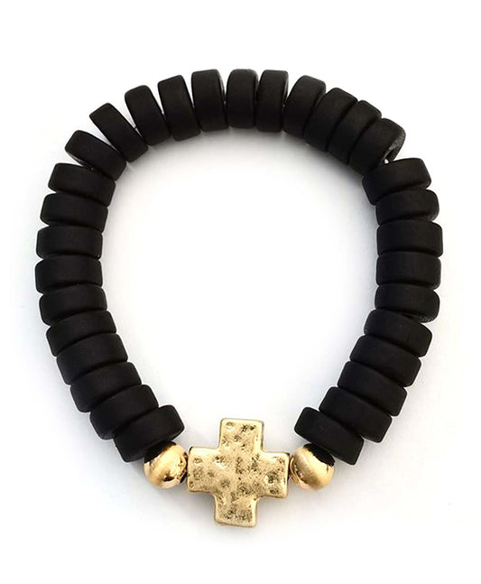 Clay w/ Cross Stretch Bracelet
