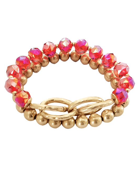 Metal & Glass Beads Bracelet
