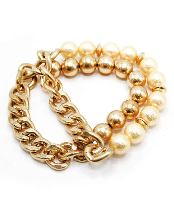 Satin Ball Linked Chain Bracelet