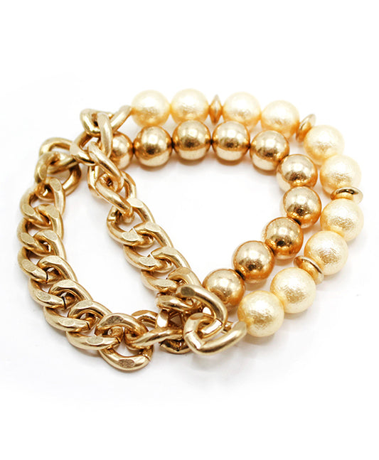 Satin Ball Linked Chain Bracelet