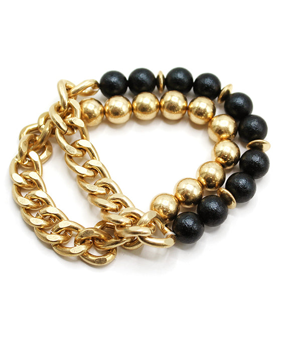 Satin Ball Linked Chain Bracelet