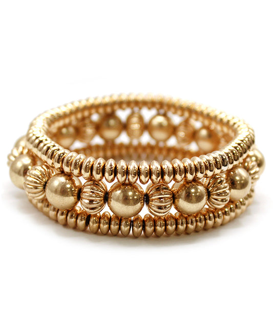 Multi Metal Beads Stretch Bracelet