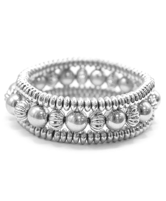 Multi Metal Beads Stretch Bracelet