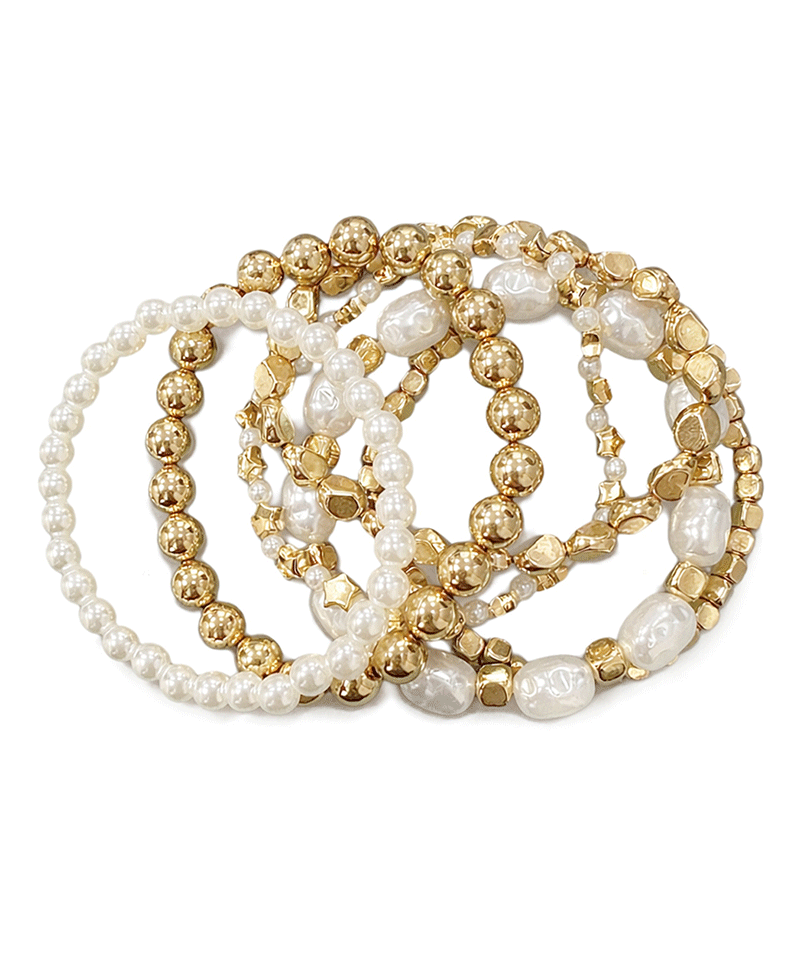 Multi Bead & Pearl Stretch Bracelet