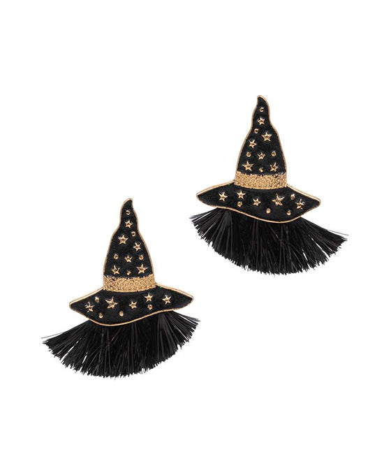 Witch Hat w/ Glitter Tassel Post Earring