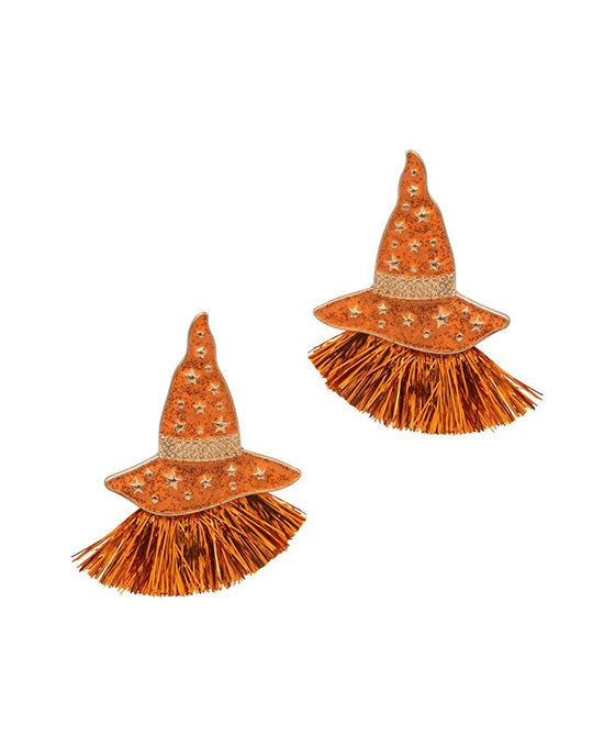Witch Hat w/ Glitter Tassel Post Earring