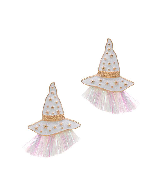 Witch Hat w/ Glitter Tassel Post Earring