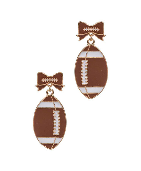 Football Shaped Enamel Post Earring - 1.2"