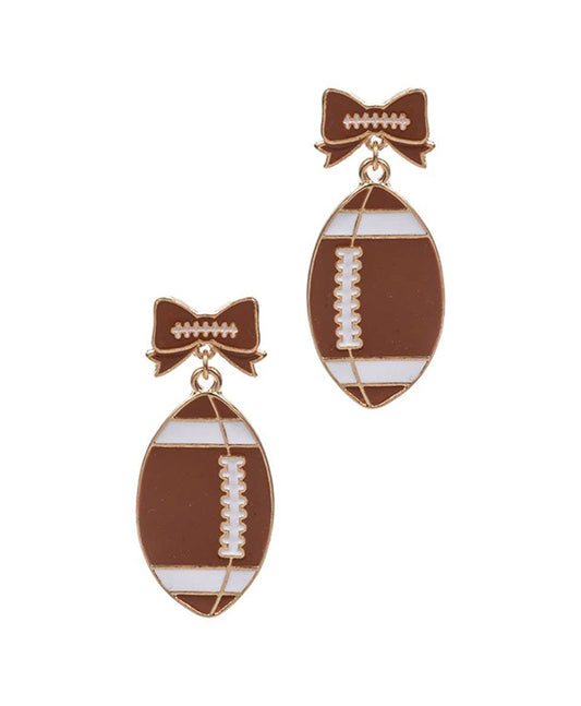Football Shaped Enamel Post Earring - 1.2"