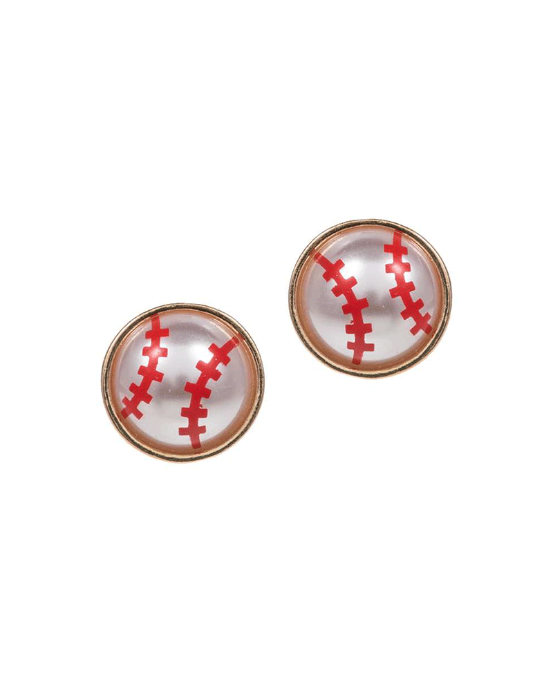 Golf Ball Shaped Pearl Post Earring - 0.7"
