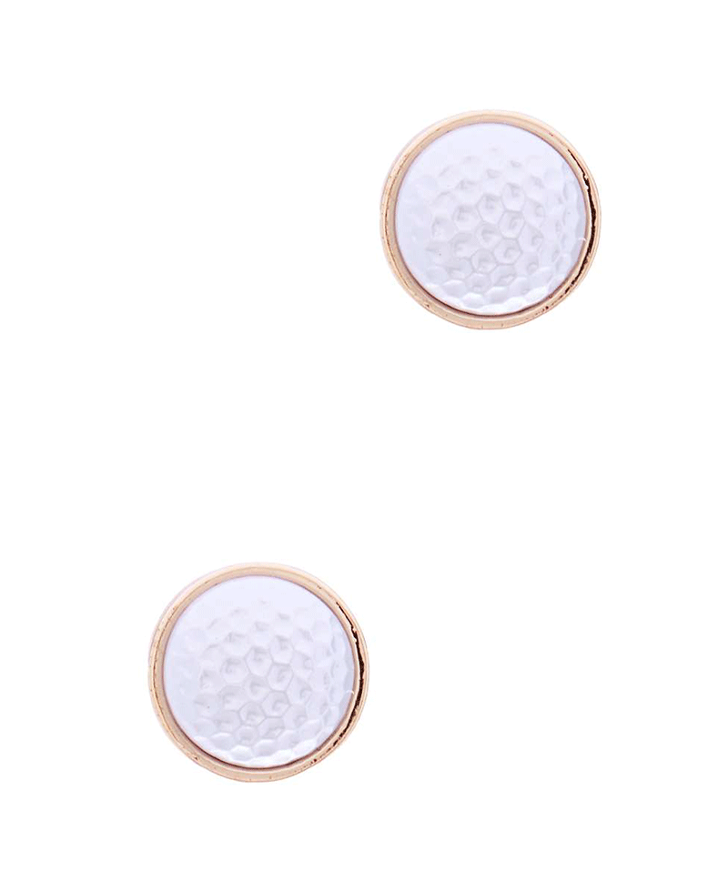 Golf Ball Shaped Pearl Post Earring - 0.7"