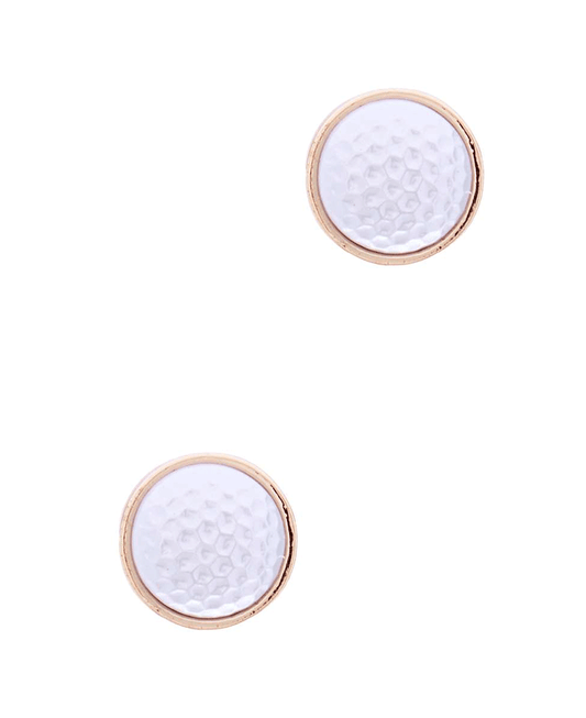 Golf Ball Shaped Pearl Post Earring - 0.7"