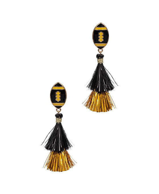 Football Shaped Tassel Post Earring