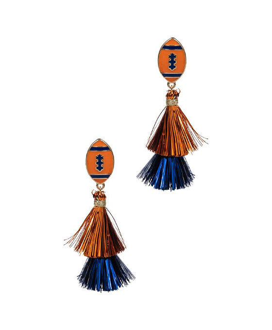 Football Shaped Tassel Post Earring