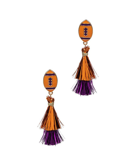 Football Shaped Tassel Post Earring
