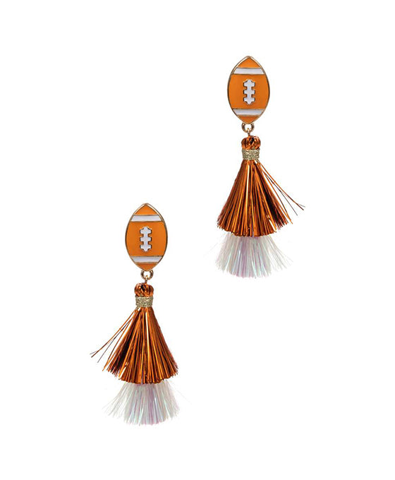 Football Shaped Tassel Post Earring