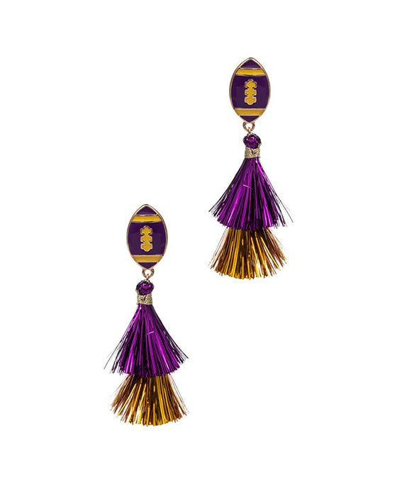 Football Shaped Tassel Post Earring