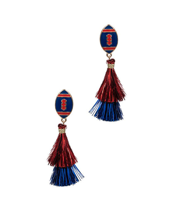 Football Shaped Tassel Post Earring