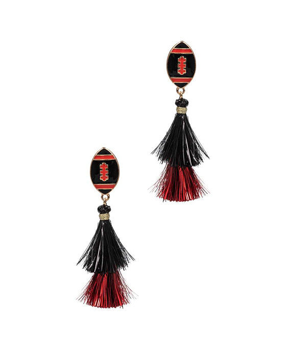Football Shaped Tassel Post Earring