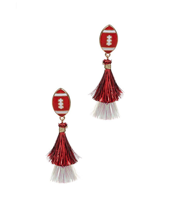 Football Shaped Tassel Post Earring