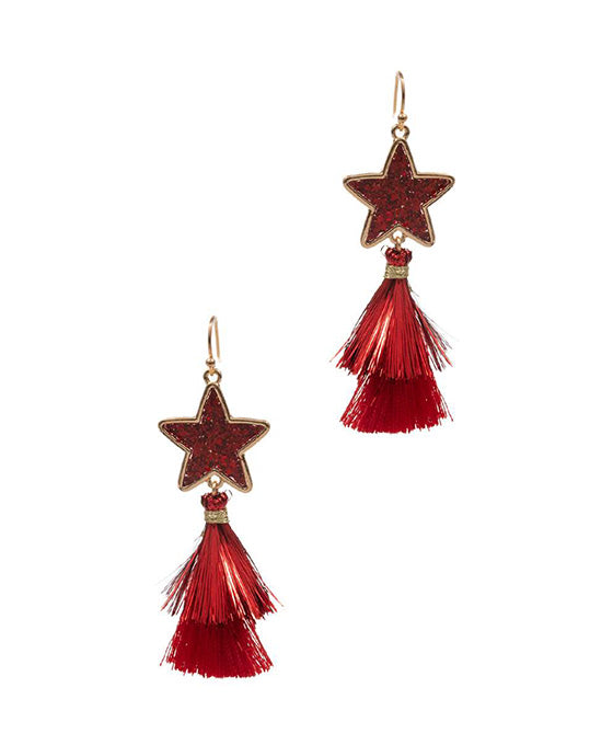 Star w/ Multi Colored Tassel Earring