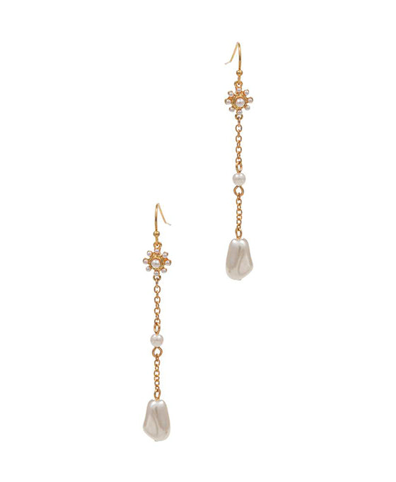 Floral Pearl Linear Earring