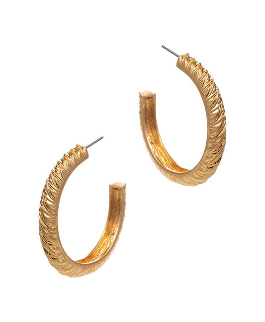 Round Textured Vintage Metal Hoop Earring