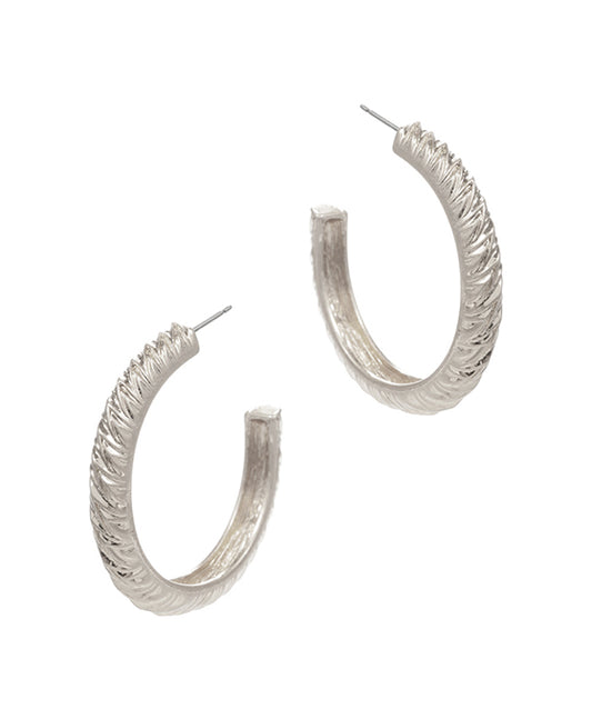 Round Textured Vintage Metal Hoop Earring