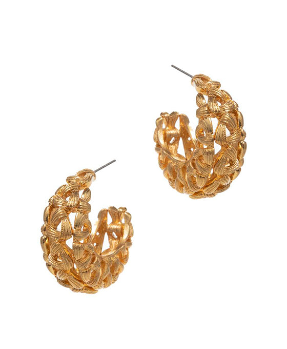 Round Shaped Texture Vintage Metal Hoop Earring