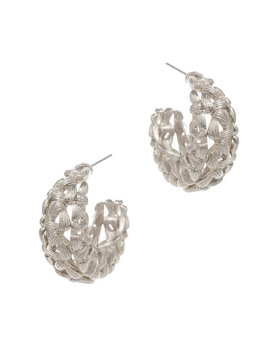 Round Shaped Texture Vintage Metal Hoop Earring