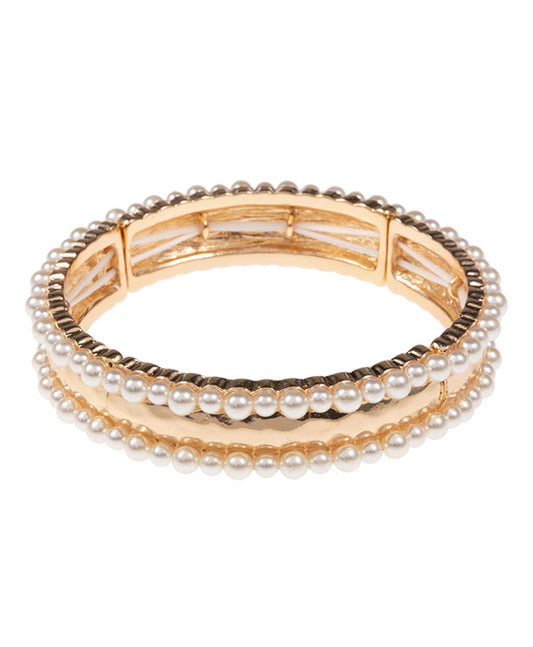 Pearl Pave Border Stretch Bracelet