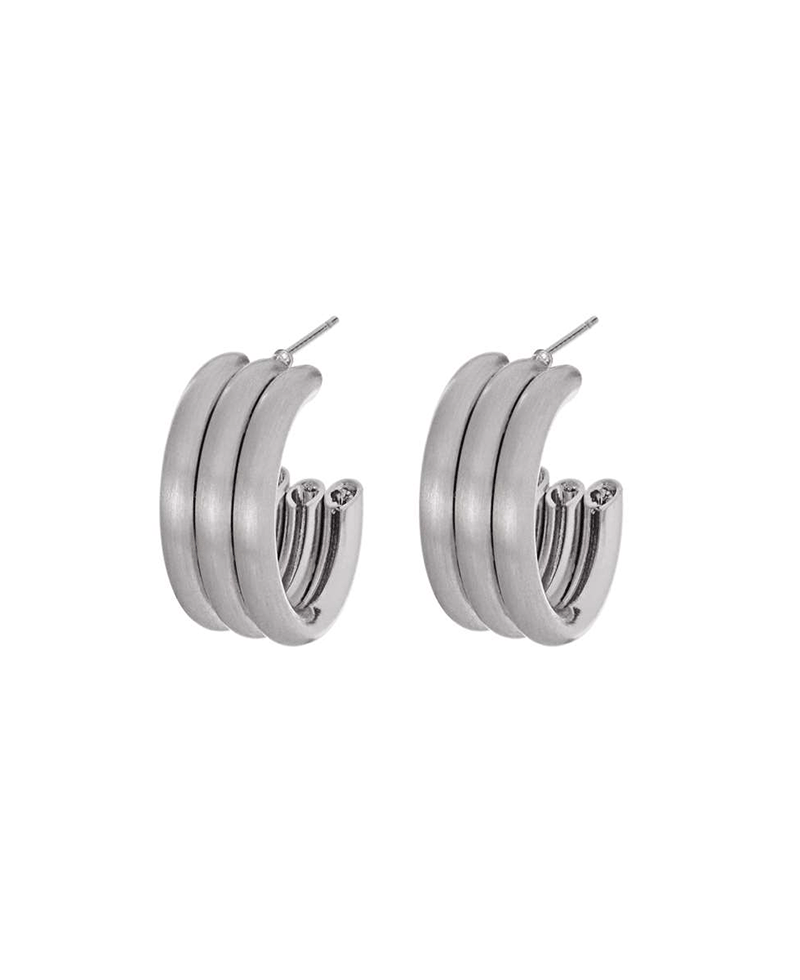 Metal High Polished Satin Plating Hoop Earring