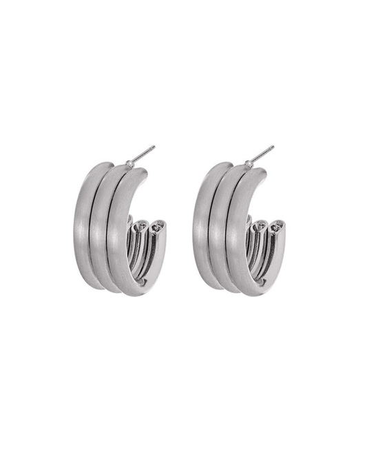 Metal High Polished Satin Plating Hoop Earring