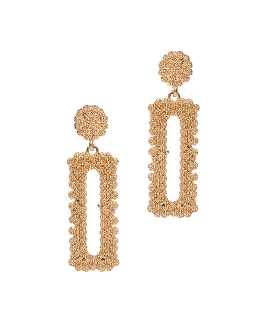Rectangle Shape Textured Metal Post Earring