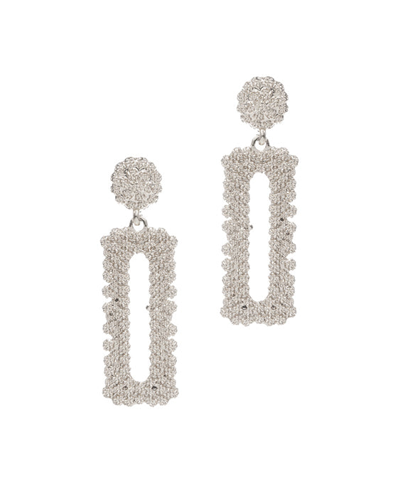 Rectangle Shape Textured Metal Post Earring