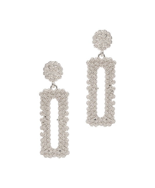Rectangle Shape Textured Metal Post Earring