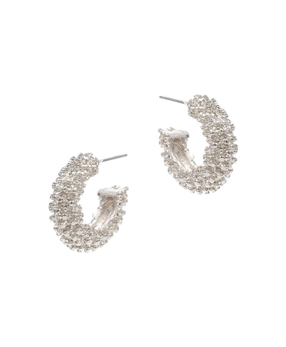 Round Shaped Textured Metal Hoop Earring