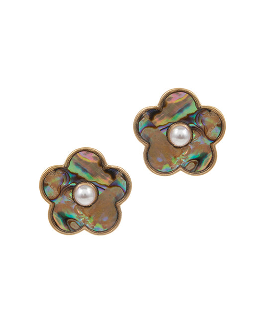 Flower Shaped Shell Paper Post Earring
