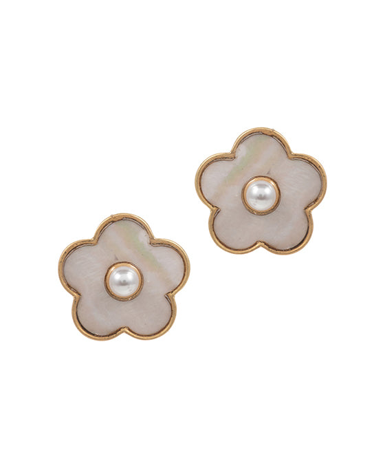 Flower Shaped Shell Paper Post Earring