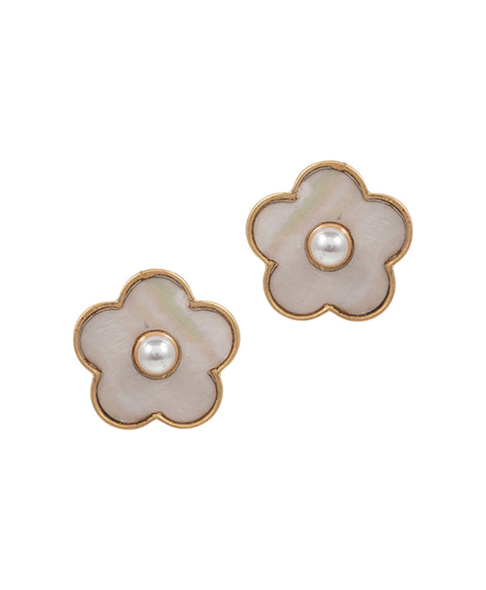 Flower Shaped Shell Paper Post Earring