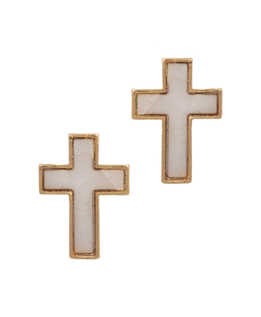 Cross Shaped Shell Post Earring