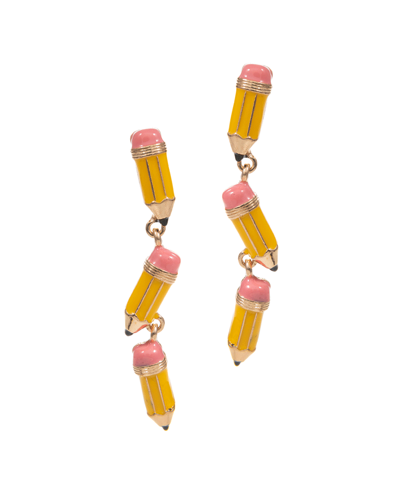 Pencil Enamel Post Earring - 2.25"